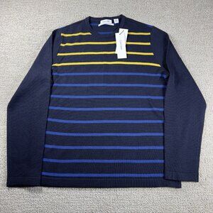 Calvin Klein European Yarn Wool Striped Sweater Blue Yellow Men’s Size Large